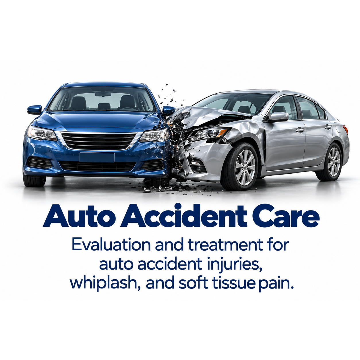 Service graphic: Auto Accident Care. Evaluation and treatment for whiplash and soft tissue pain.